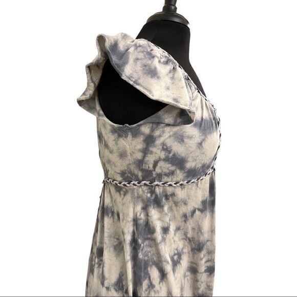 RXB Gray Flutter Sleeve Tie Dye Mini Dress Sz S - Picture 6 of 12